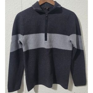 Banana Republic, merino wool 1/4 zip, Large, Mens, Black & Gray